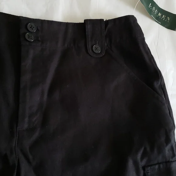 Lauren Ralph Lauren NEW 6-pocket Women's Shorts Linen Cotton NWT BLACK - Picture 2 of 14